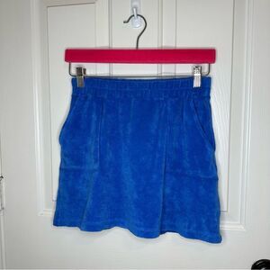 BNWT Monrow Blue Terry Cloth Mini Skirt Sz XS Beach Pool Coastal Lake Athleisure